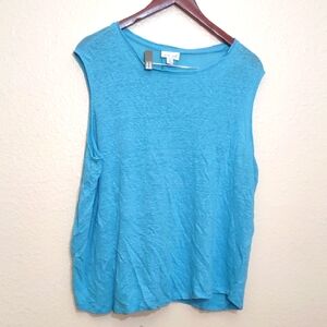SLIGHTLY USED J. JILL LOVE LINEN LIGHT BLUE 2X SLEEVELESS 100% LINEN